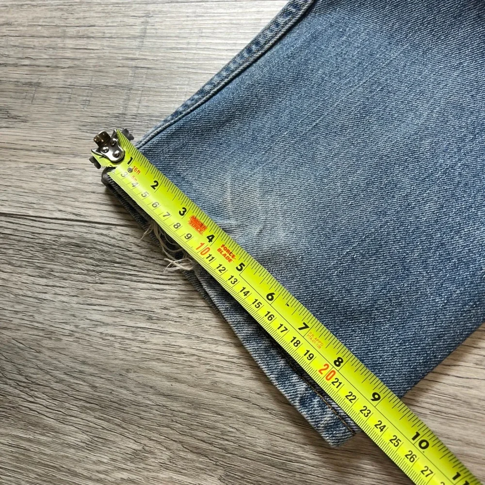 Levis 505 Regular Fit Jeans Mens 38x32 Blue Straight Leg Denim Distressed 052177